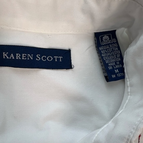 Karen Scott Christmas Holiday Vest Black Velvet Embroidered Blouse Top Women's M - Picture 11 of 16